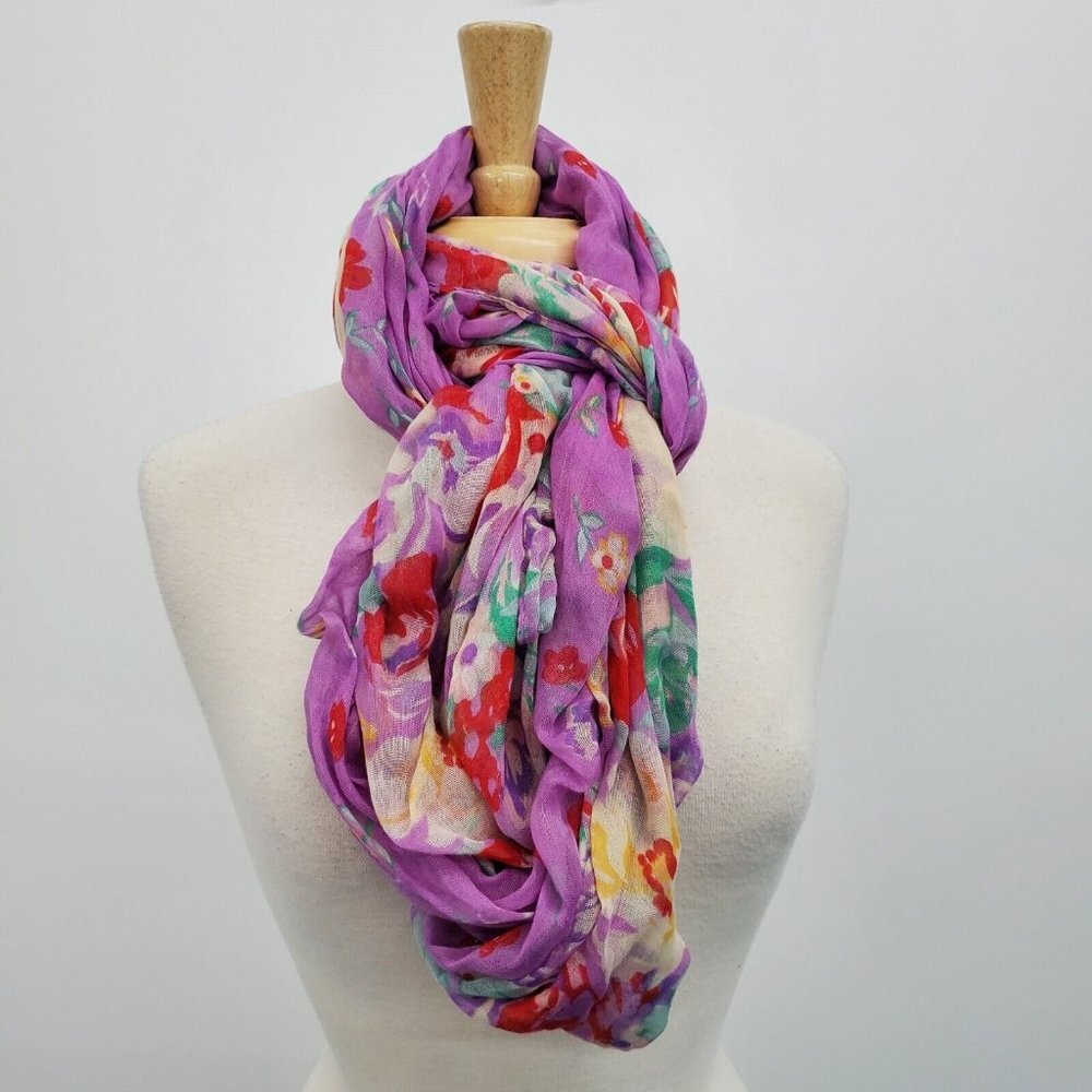 Candies Womens Purple Floral Infinity Fashion Scarf One Size Fall Spring Winter
